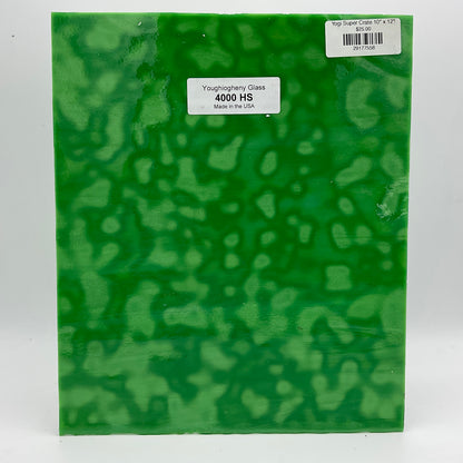 A green mottled stained glass sheet.