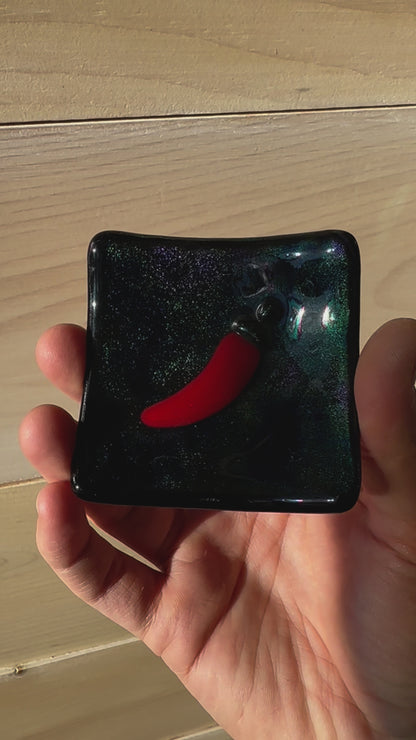 "Chillis" Fused Glass Dish