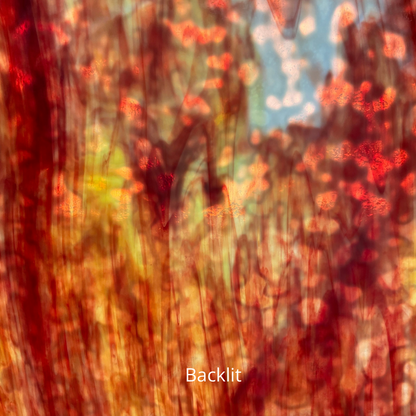 Red and yellow on white art glass.