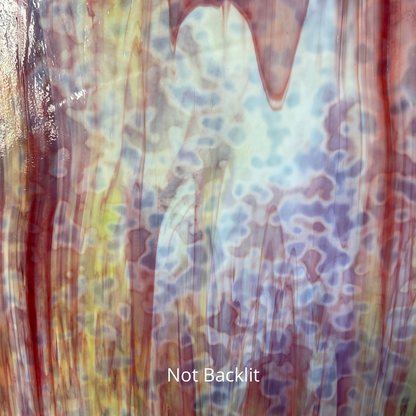 Red and yellow on white art glass.