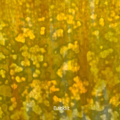 Yellow and white mottled art glass.
