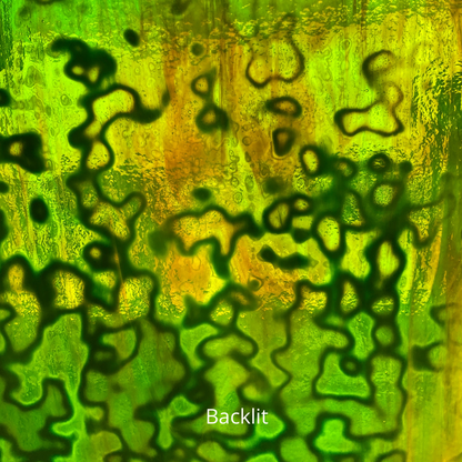 Green and yellow mottled art glass.