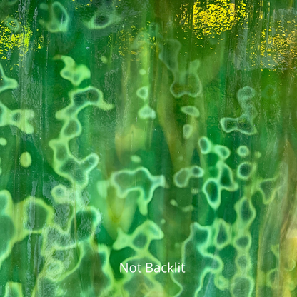 Green and yellow mottled art glass.