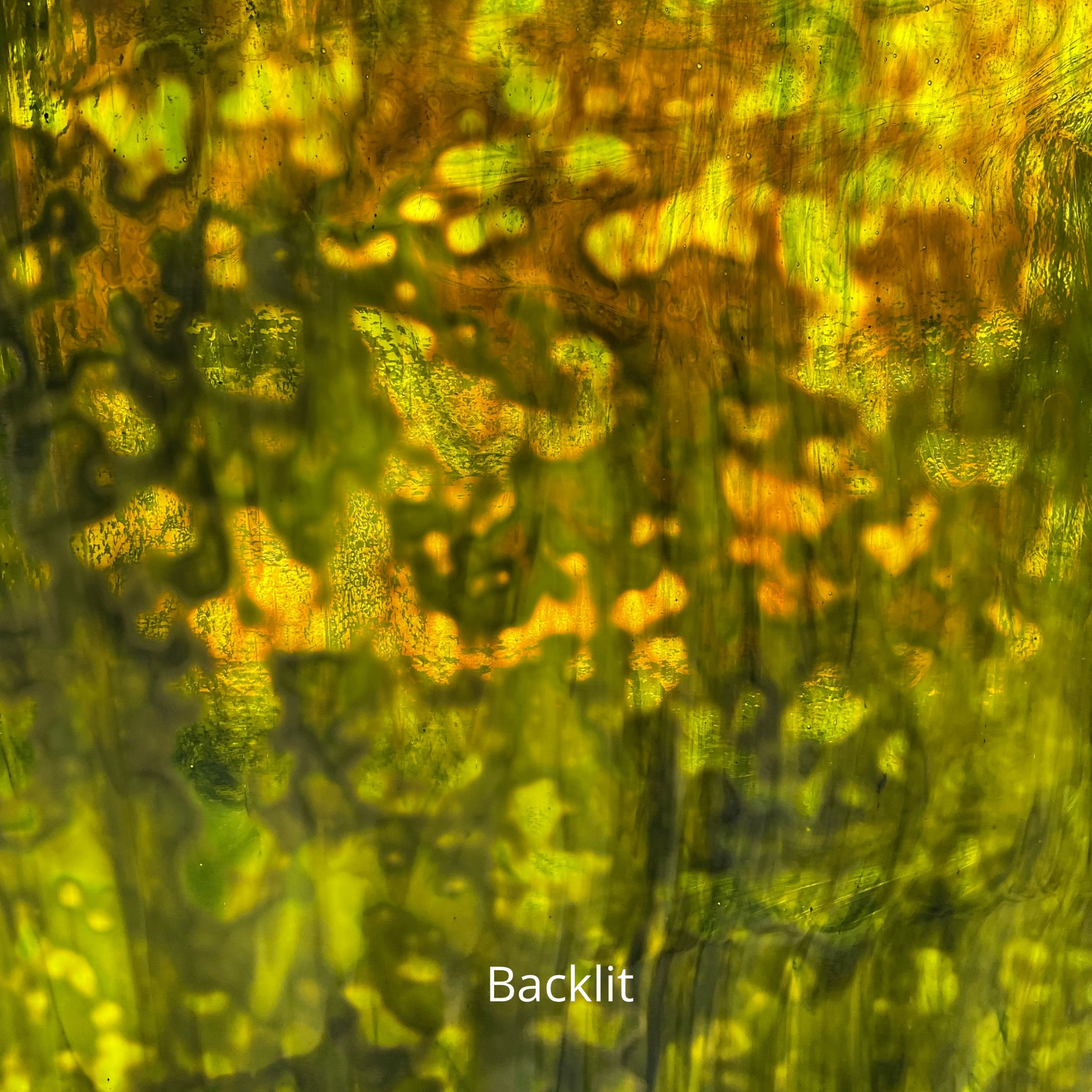 Green mottled art glass.