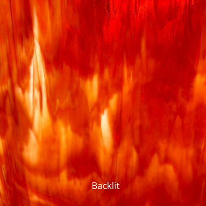 Red and white art glass.