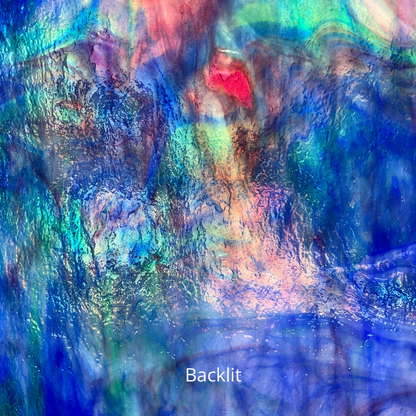 Green blue pink and purple art glass.