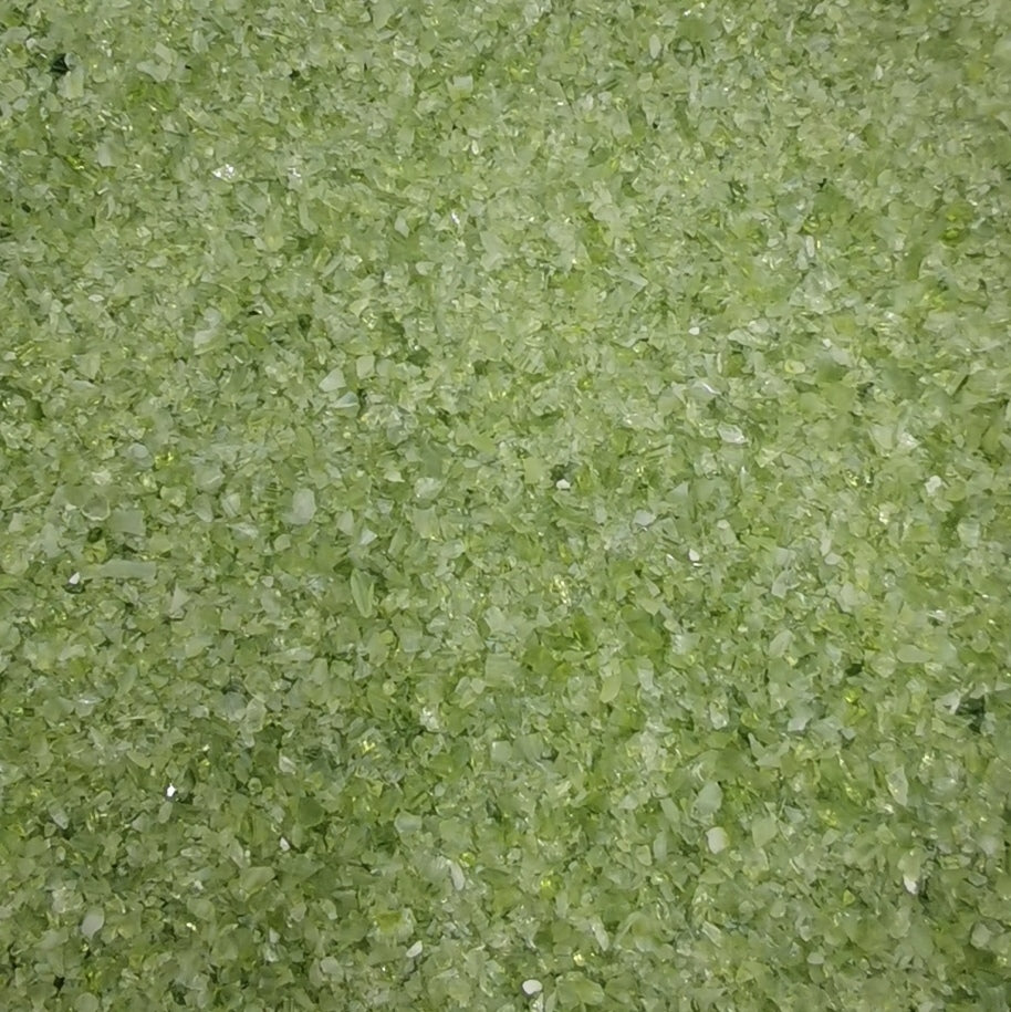 Crushed glass in green.