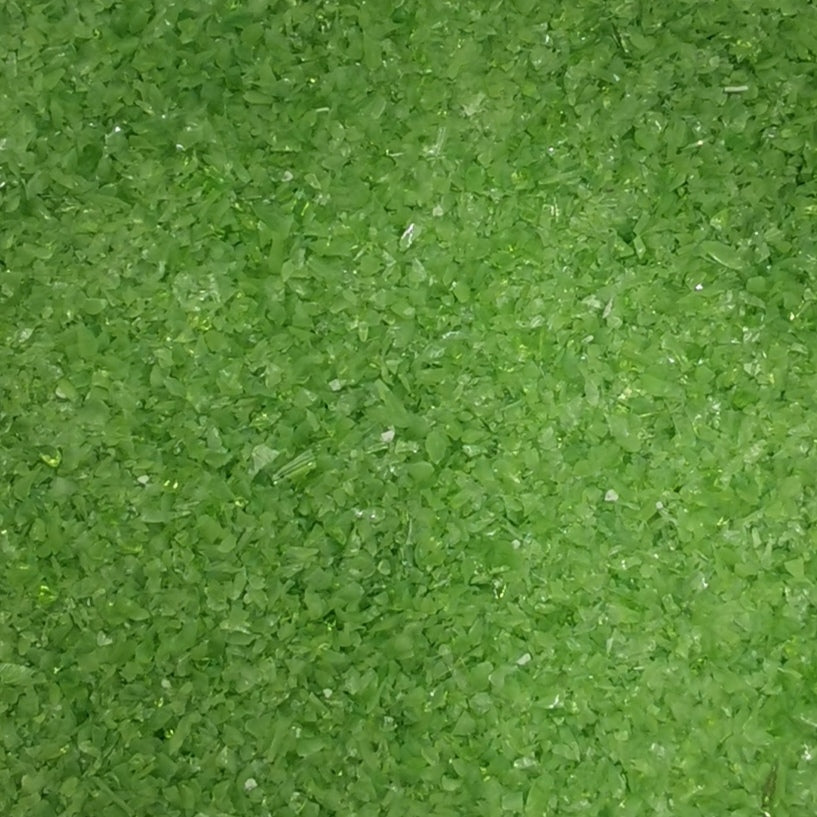 Crushed glass in green.