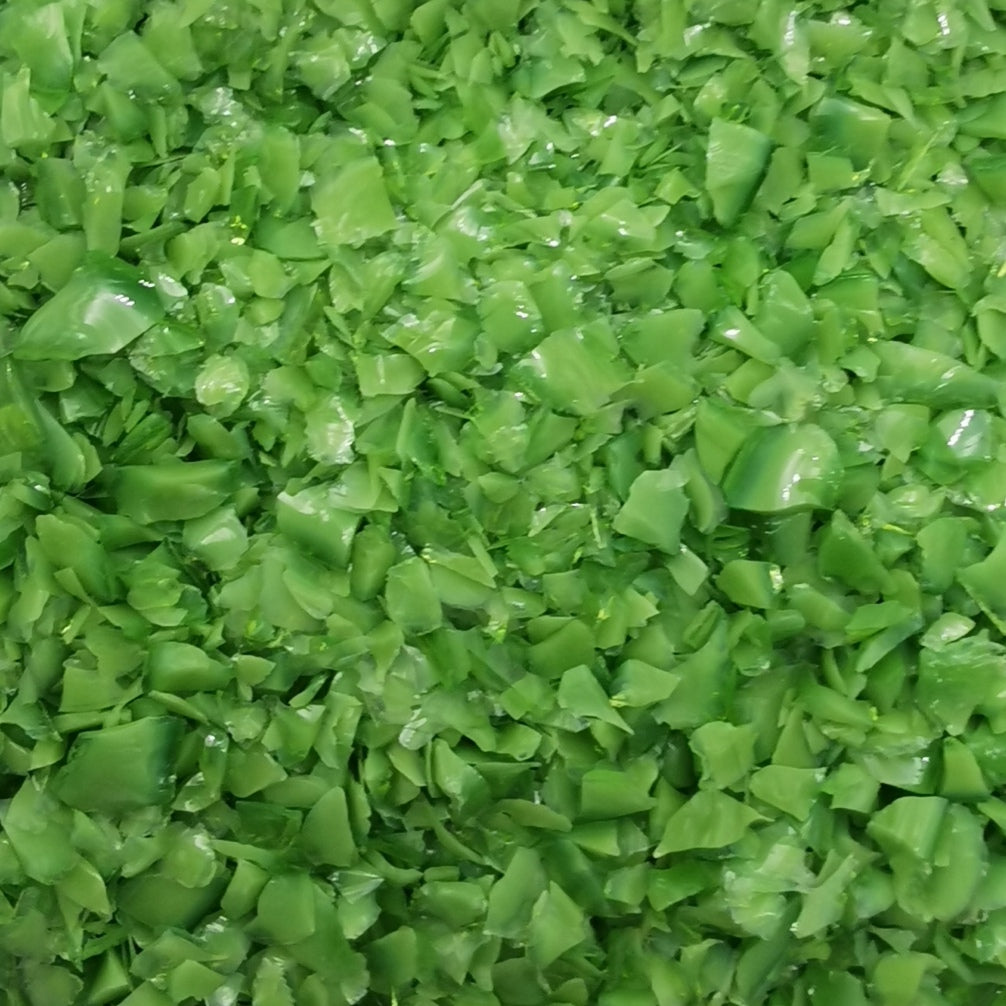 Crushed glass in green.
