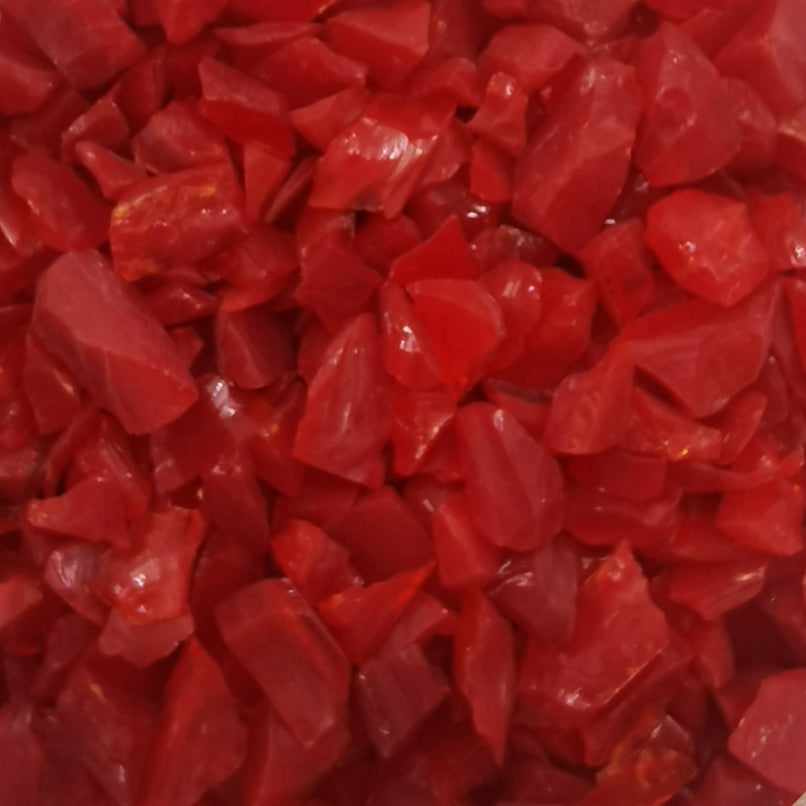 Crushed red glass.