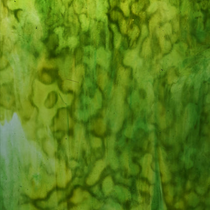 Green mottled art glass.