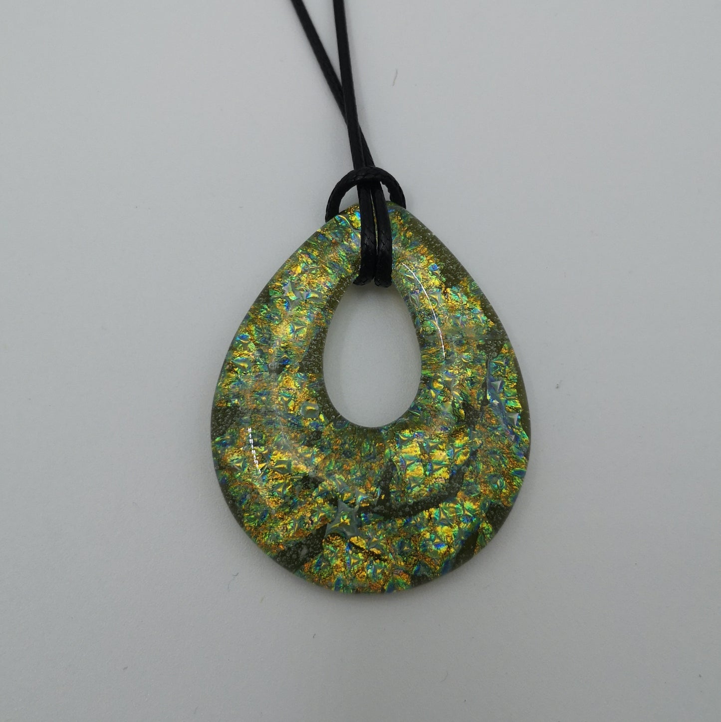 "Vast Ocean" dichroic art glass necklace
