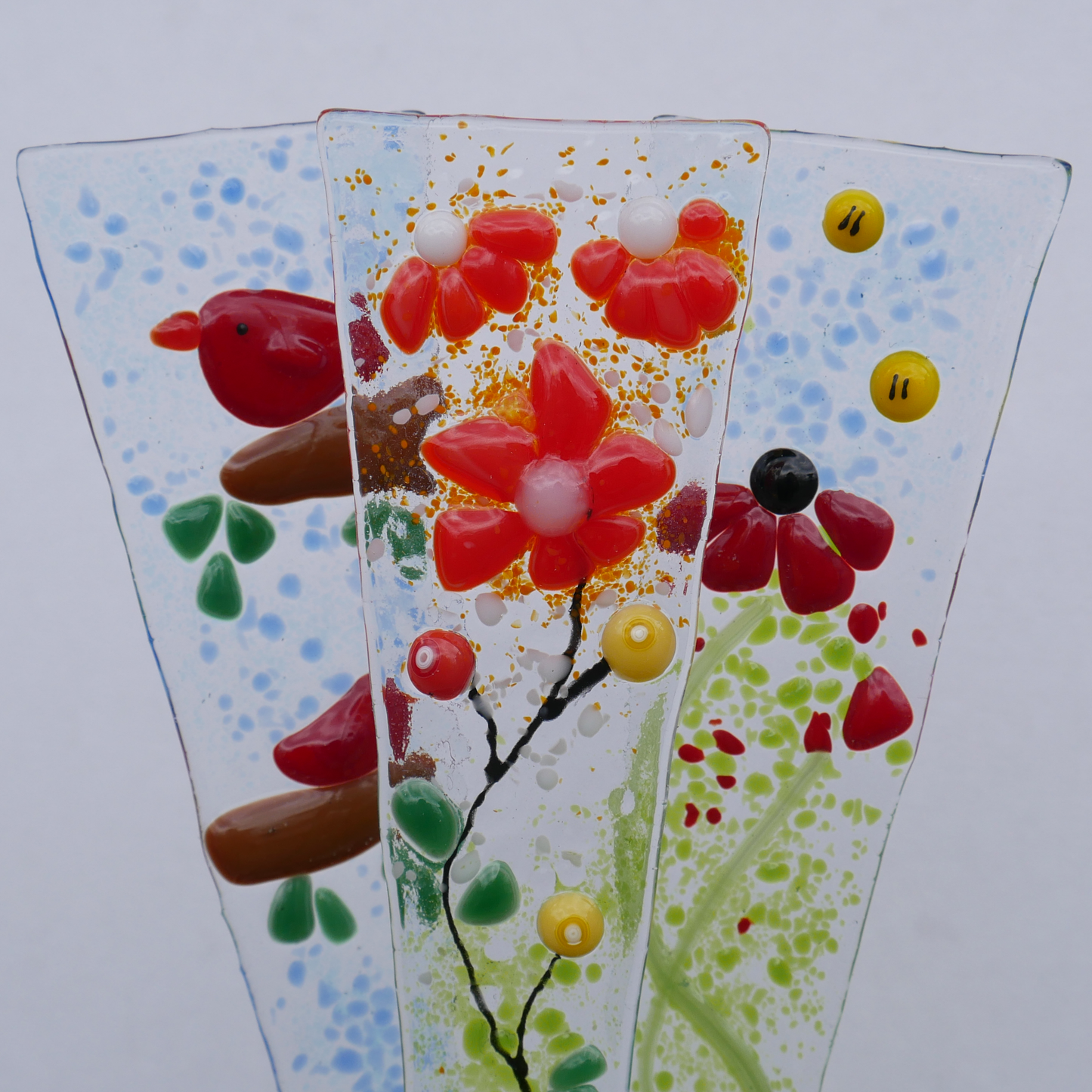 Fused glass plant stakes