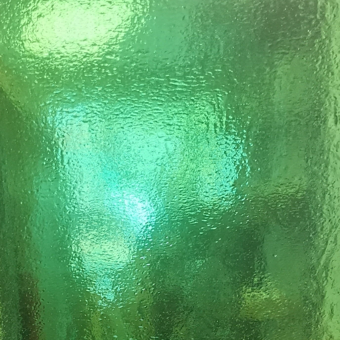Transparent green stained glass.