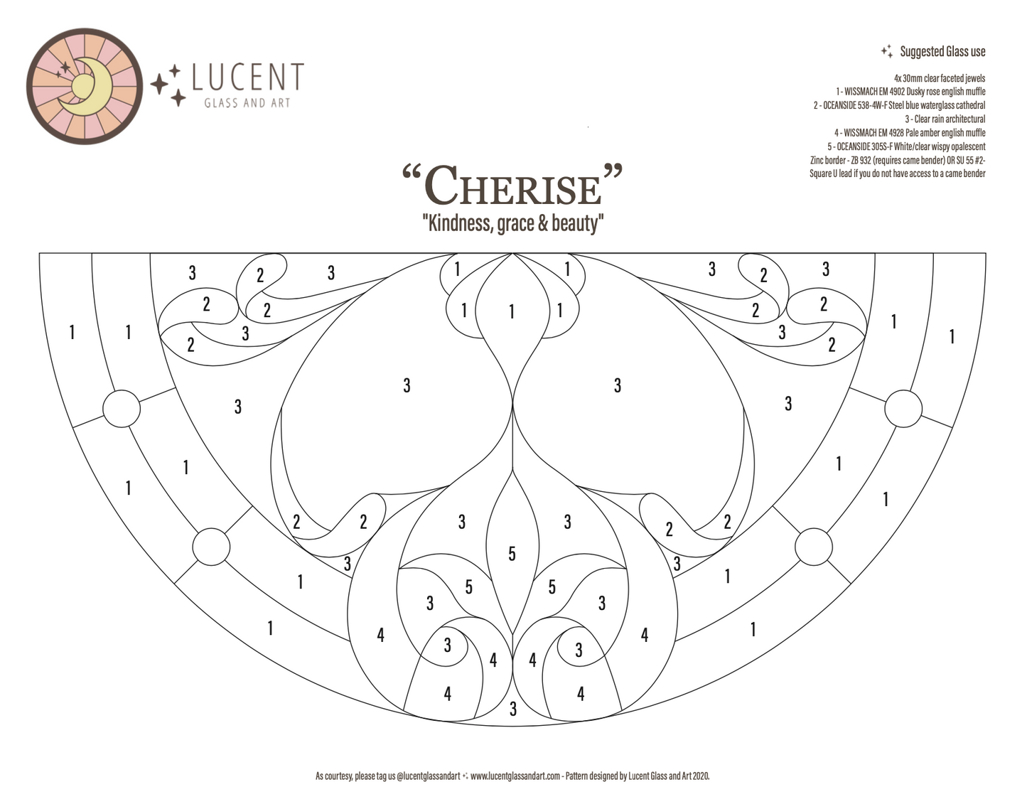 "Cherise" PDF stained glass pattern